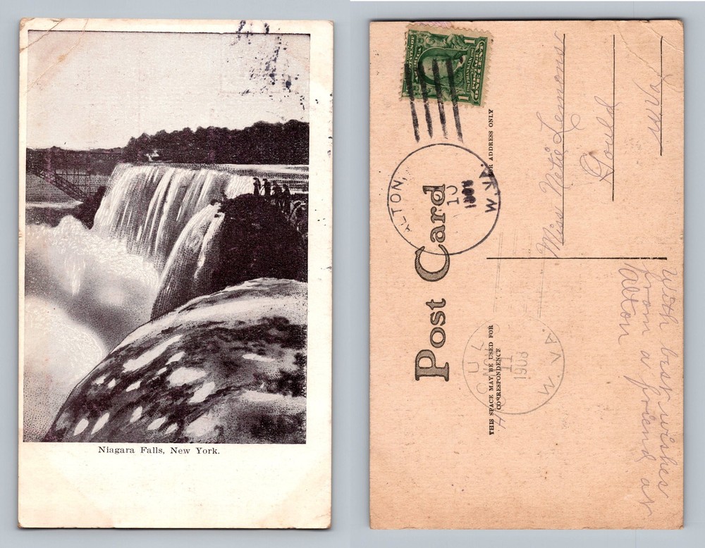 Niagara Falls, NY-New York, Waterfall Cascade Close View Scenic Vintage Postcard