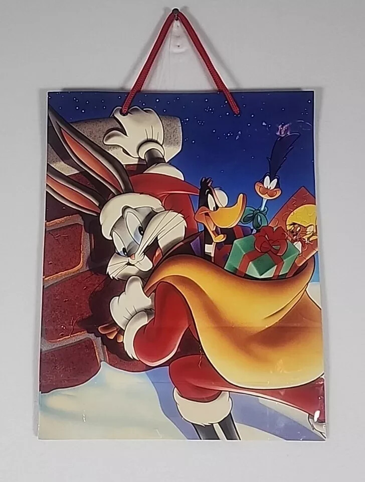 Vintage Looney Tunes Christmas Gift Bag Bug Bunny/Daffy Duck/Road Runner