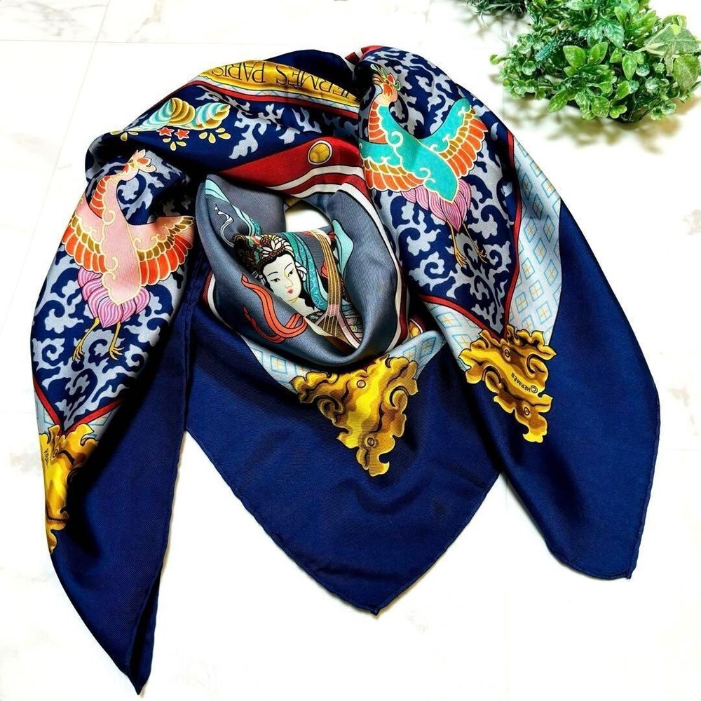 Vintage HERMES Carre90 NIKKO Toshogu Silk Scarf Pre-Owned