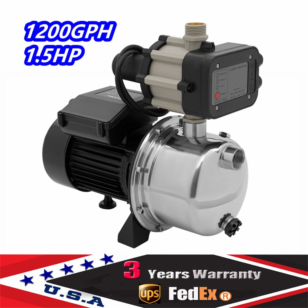 Shallow Well Pump Portable Garden Jet Pump w/ Auto Controller 1.5 HP 1200 GPH