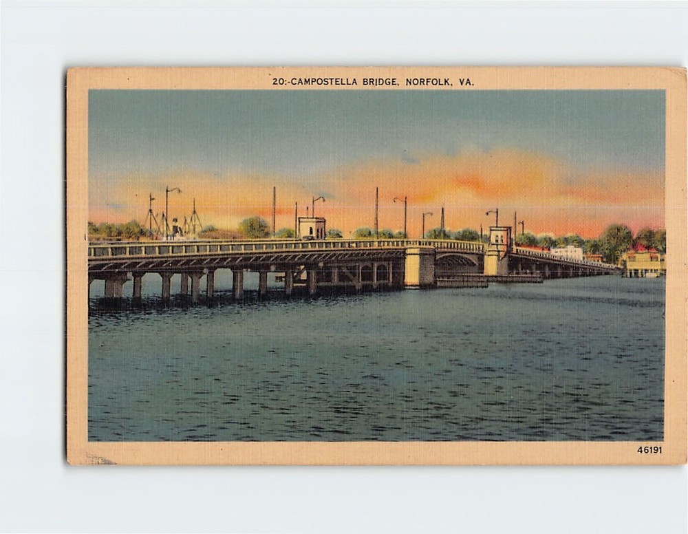 Postcard Campostella Bridge Norfolk Virginia USA North America