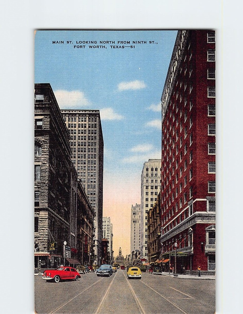 Postcard Main Street Looking North Fort Worth Texas USA