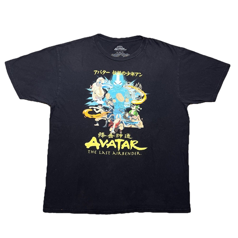 Avatar The Last Airbender Aang T Shirt Mens XL Black Nickelodeon Y2K Anime Tee