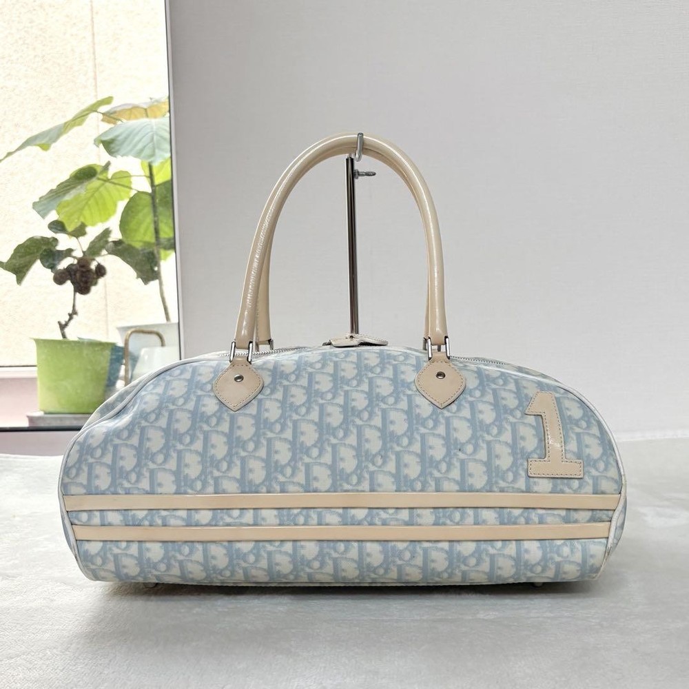 Authentic Dior Trotter No.1 Blue Bowling Bag Women Japan TK