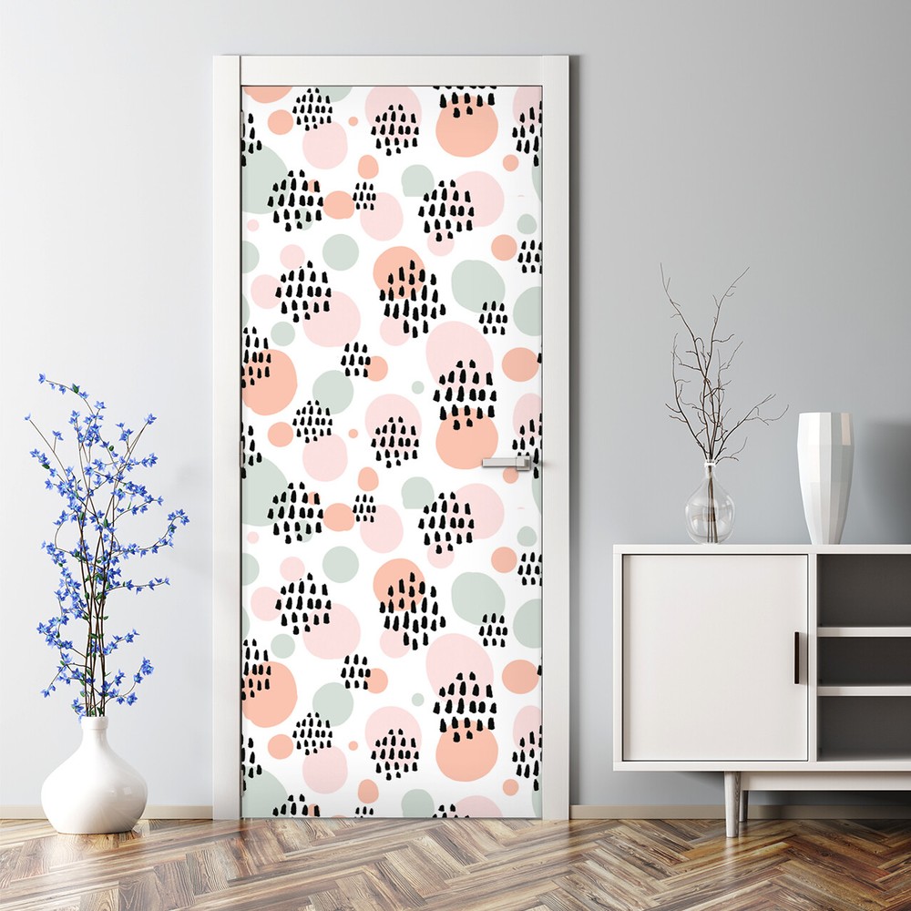 Abstract pastel seamless dot pattern peel and stick adhesive door decal