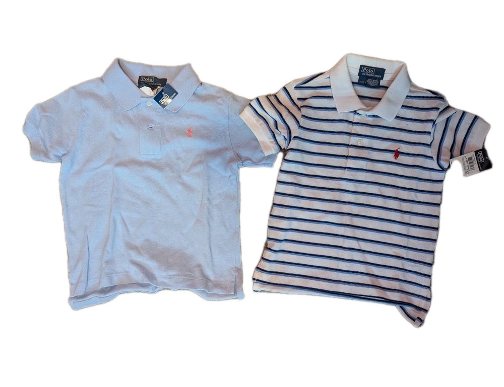Polo Ralph Lauren Chaps Polo Shirts Boys 2T Striped Logo - BUNDLE OF 2