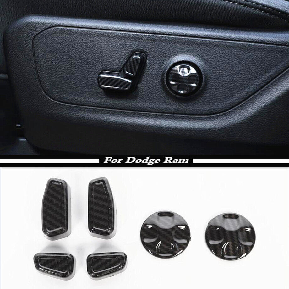 Fit 2011-2024 Dodge Ram 1500 ABS Carbon Fiber Car Seat Adjust Button Cover Trim