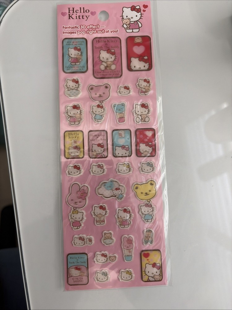 2004 Sanrio Hello Kitty Vintage 3-D Sticker Sheet New