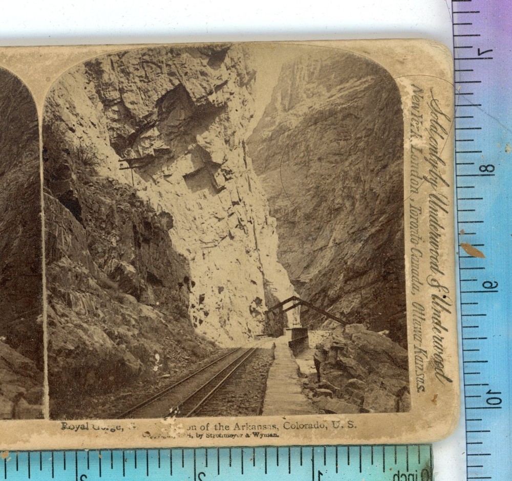Royal Gorge Railroad Tracks CO Colorado Underwood Stereoview