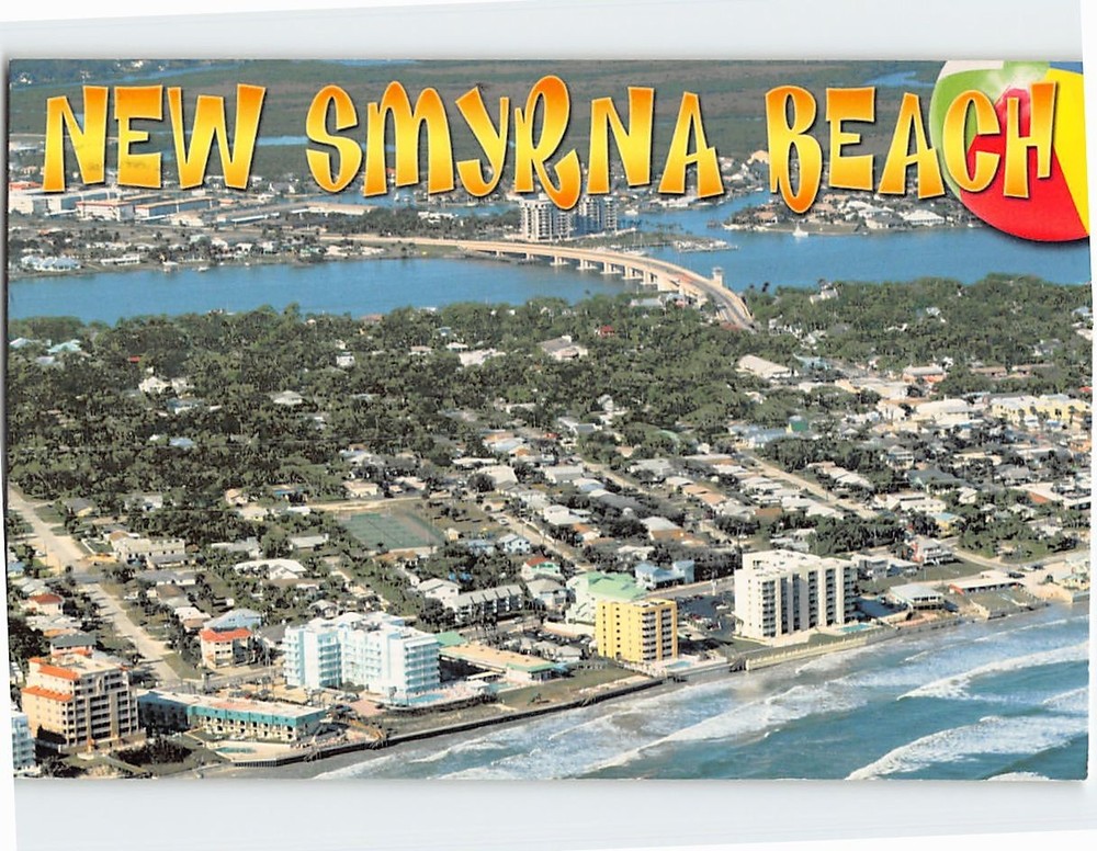 Postcard Aerial View New Smyrna Beach Florida USA