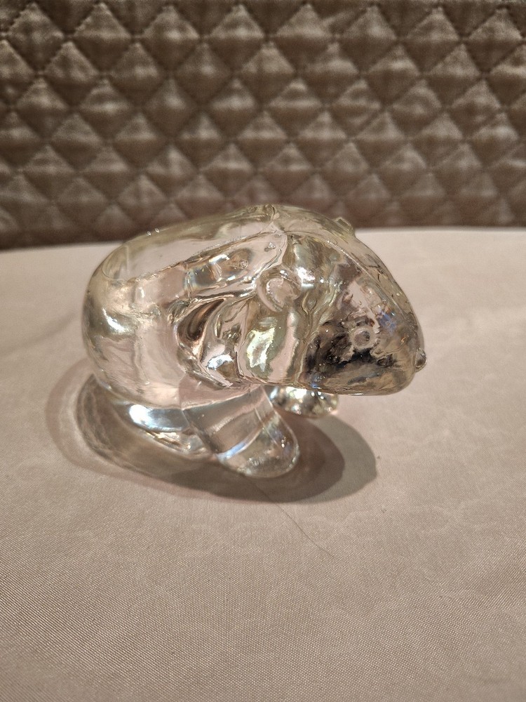 Vintage Clear Indians Glass Polar Bear Candle Holder Votive Tea Light