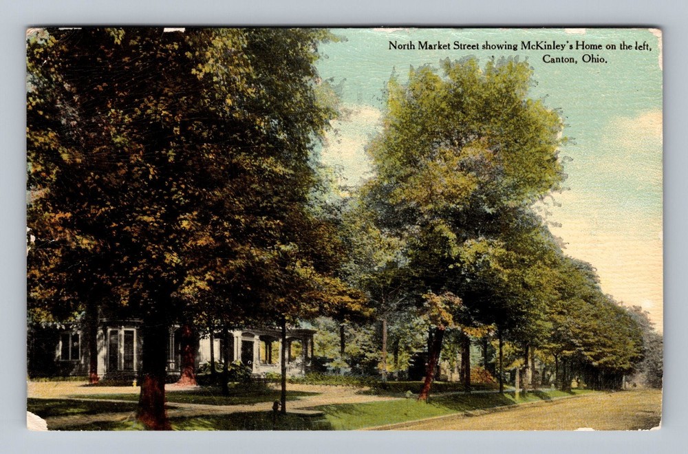 Canton OH-Ohio North Market Street McKinley Vintage c1910 Postcard