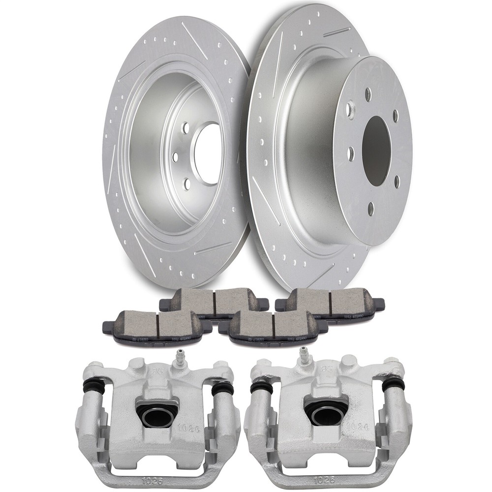 2x Rear Brake Calipers For 2004-07 Nissan Maxima With Brake Rotors Ceramic Pads