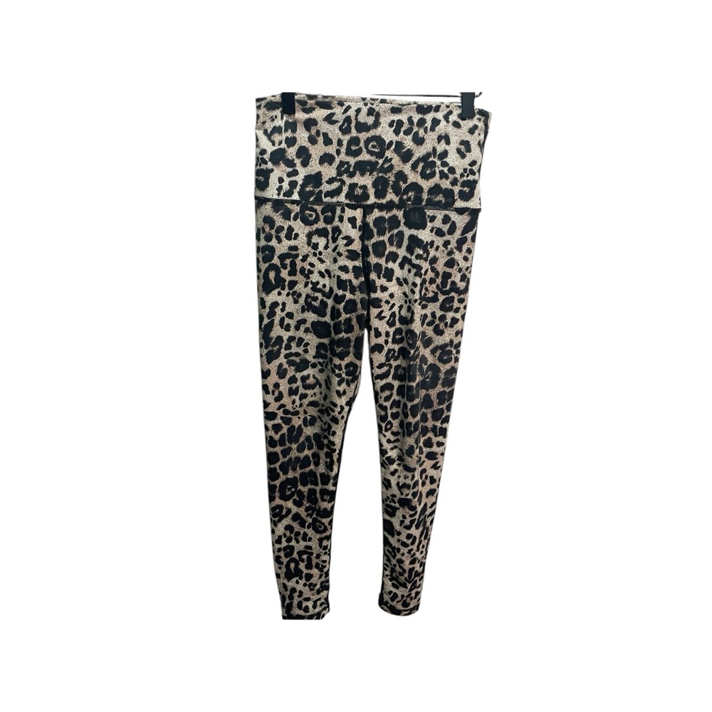 Tan Black Cheetah Print High-Rise Activewear Leggings in XS