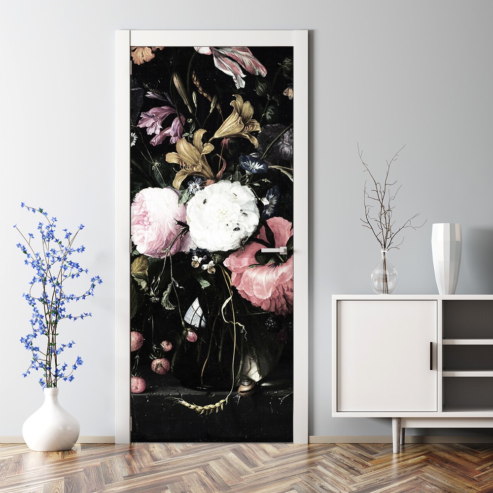 Dutch Floral Door Decal Decor Floral Mural  Covering Dutch Nature Vintage