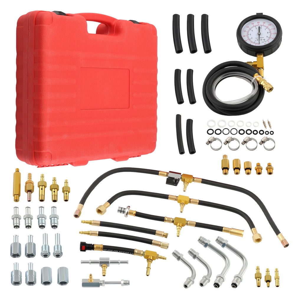 0-140 PSIUniversal Fuel Injection Gauge Pressure Tester Car Hoses Pump Tool Set