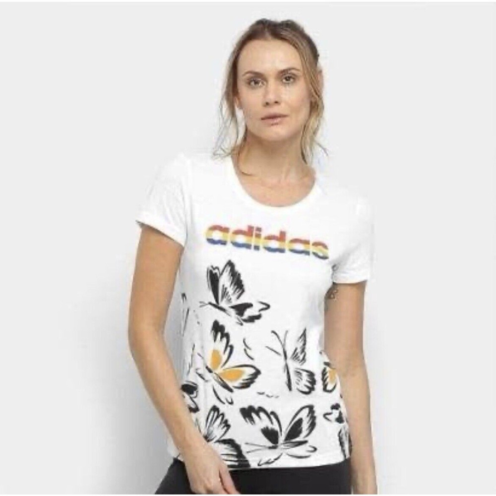 Women’s Adidas X Farm Rio Butterfly Rainbow Graphic T-Shirt Small
