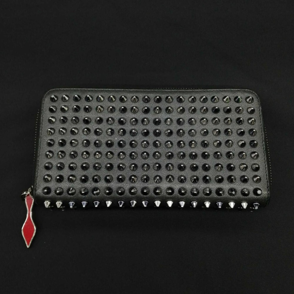 Christian Louboutin Black Spiked Leather Long Wallet Rank B Limited Japan  