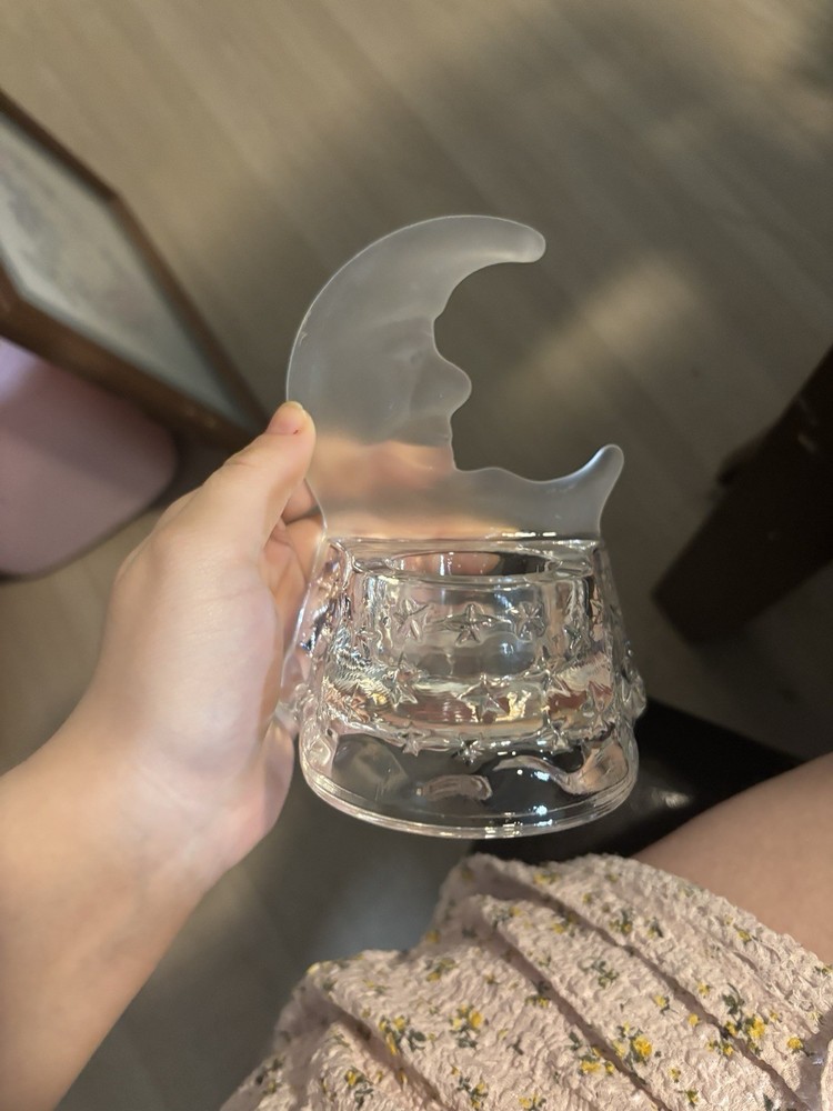 Moon Candlestick Holder Glass Home Decor