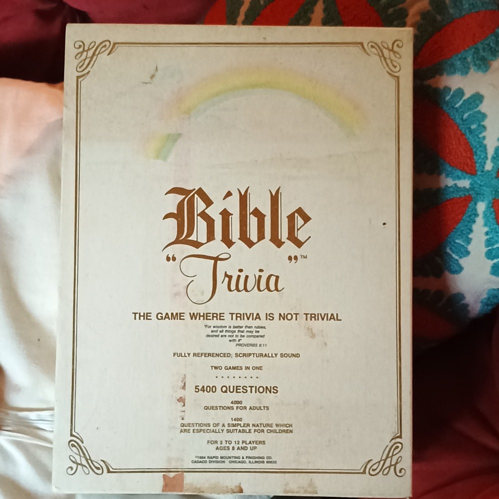 Cadaco Bible Trivia Board Game Religion Theme 5400 Questions Two Games in One