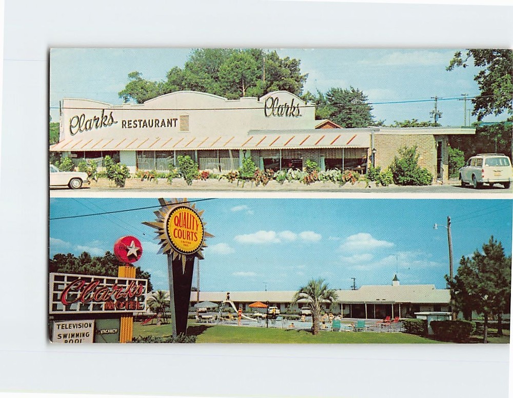 Postcard Quality Courts Motel Clarks and Restaurant Santee South Carolina USA