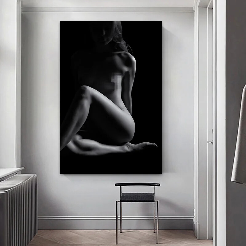 Canvas Painting Black and White Sexy Women Print Mural Home Decor Canvas Poster