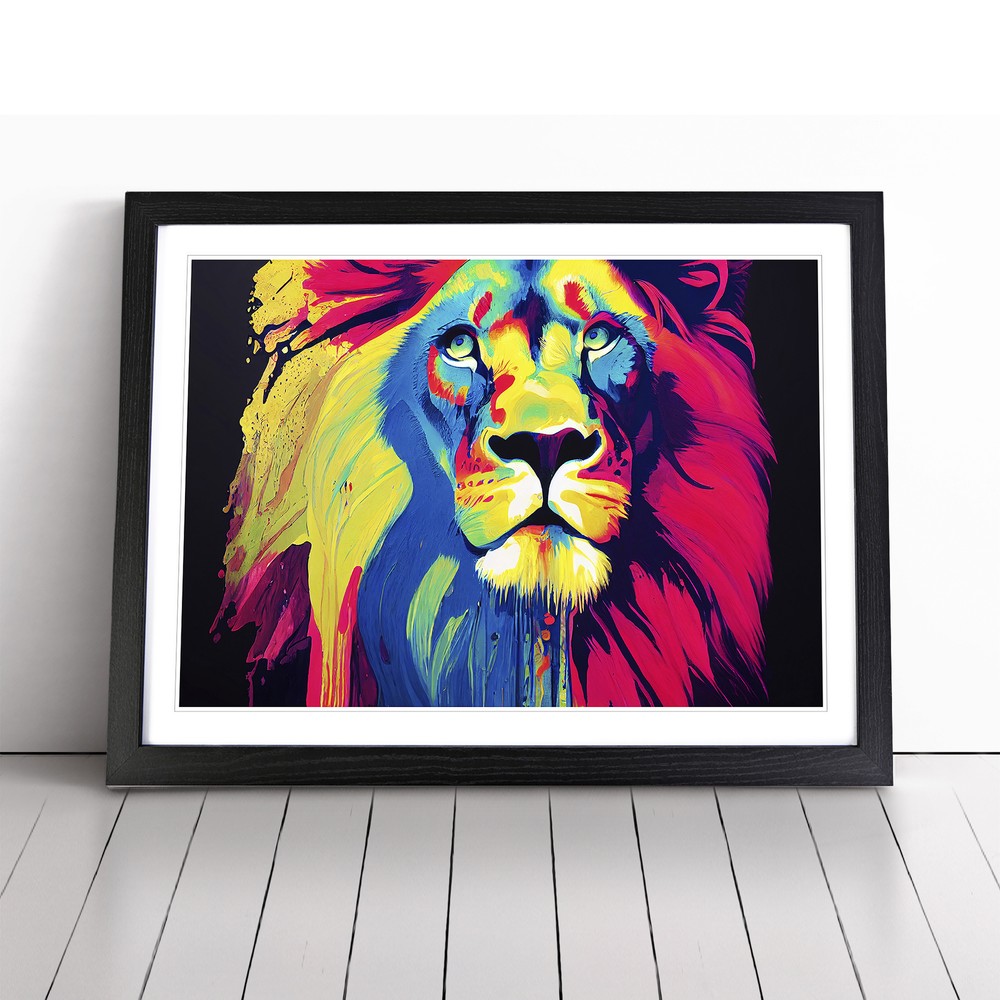 Lion Splash Vol.2 Abstract Wall Art Print Framed Canvas Picture Poster Decor