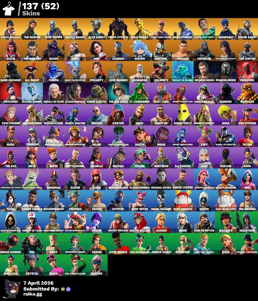 Sparkle Specialist, The Reaper, Blue Squire, Omega 5, Tidy, Floss, Elite / 137