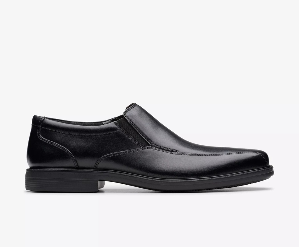 Men Clarks Bolton Free II Slip-On Leather Dress Shoes Size 13 M Black 70831