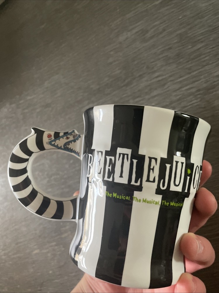 Warner Bros. Beetlejuice Striped Ceramic Collectible Mug Black White Green 2022