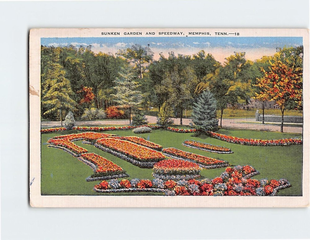 Postcard Sunken garden and Speedway Memphis Tennessee USA
