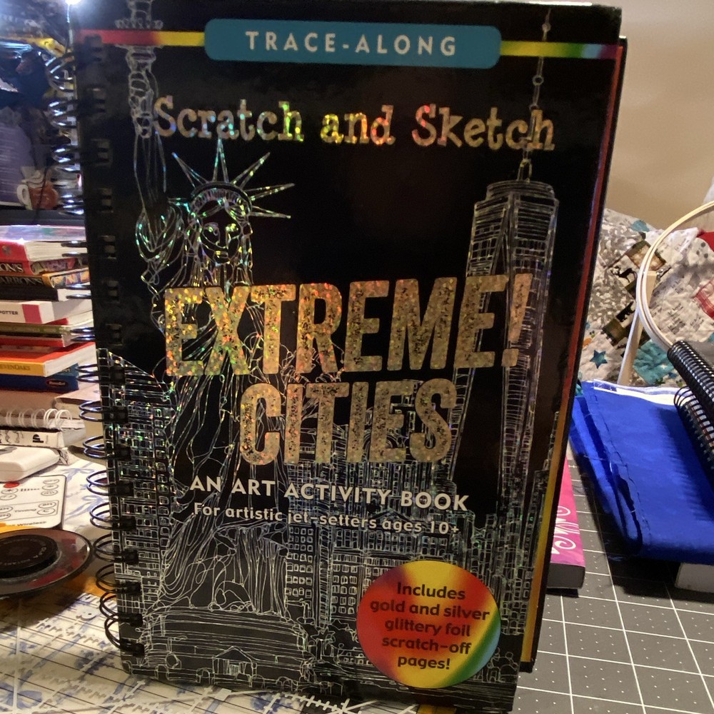 Peter Pauper Press Scratch and Sketch Trace-Along Extreme Cities Spiral Book