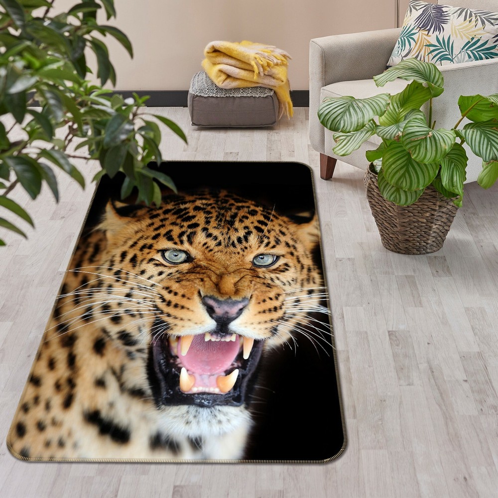 3D Ferocious Leopard Non-Slip Rug Elegant Photo Carpet Mat O3093