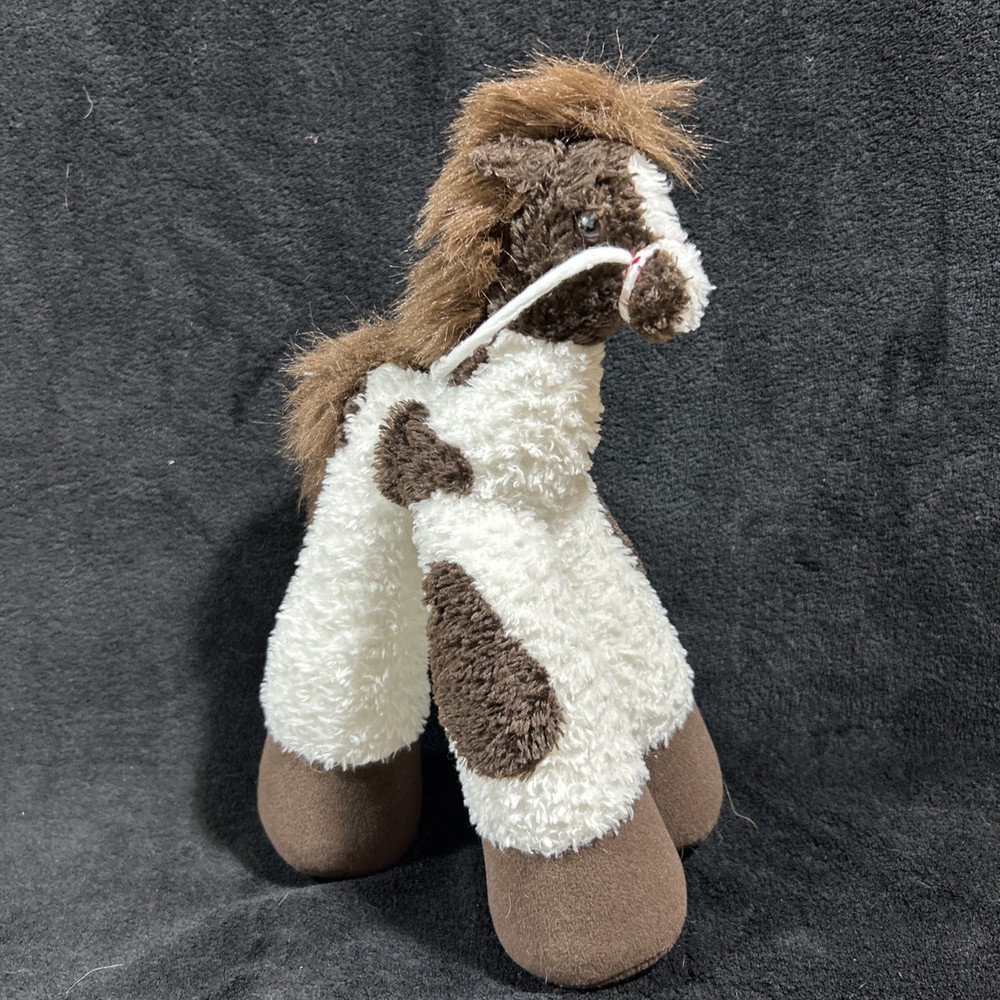 Bestever Funny Feet Horse White w Brown Spots Brown Hoofs Toy Play Make Believe