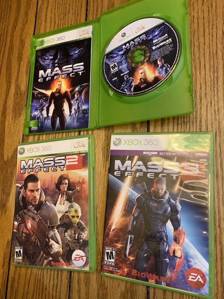 Mass Effect 1 2 & 3 Xbox 360 Video Game Lot Microsoft Missing Manuals As Is Used