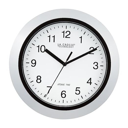 WT-3102S Silver 10 Inch Atomic Analog Wall Clock