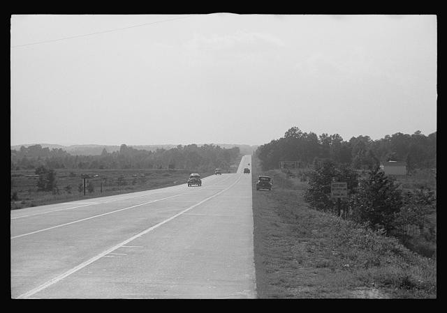 Photo:1930s Rural Highway Road Scene Cars Landscape
