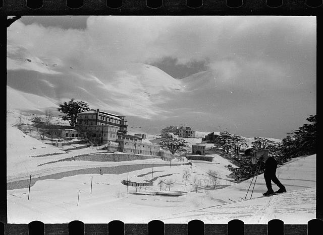 Photo:Cedars Lebanon 1946 Skiing Mountain Resort Snow View