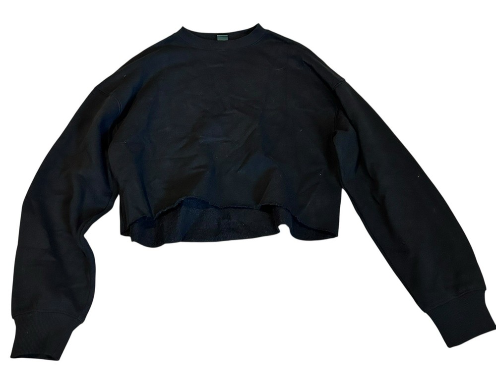 Women's Cropped Raw Hem Cut off Sweatshirt - Wild Fable Black XS