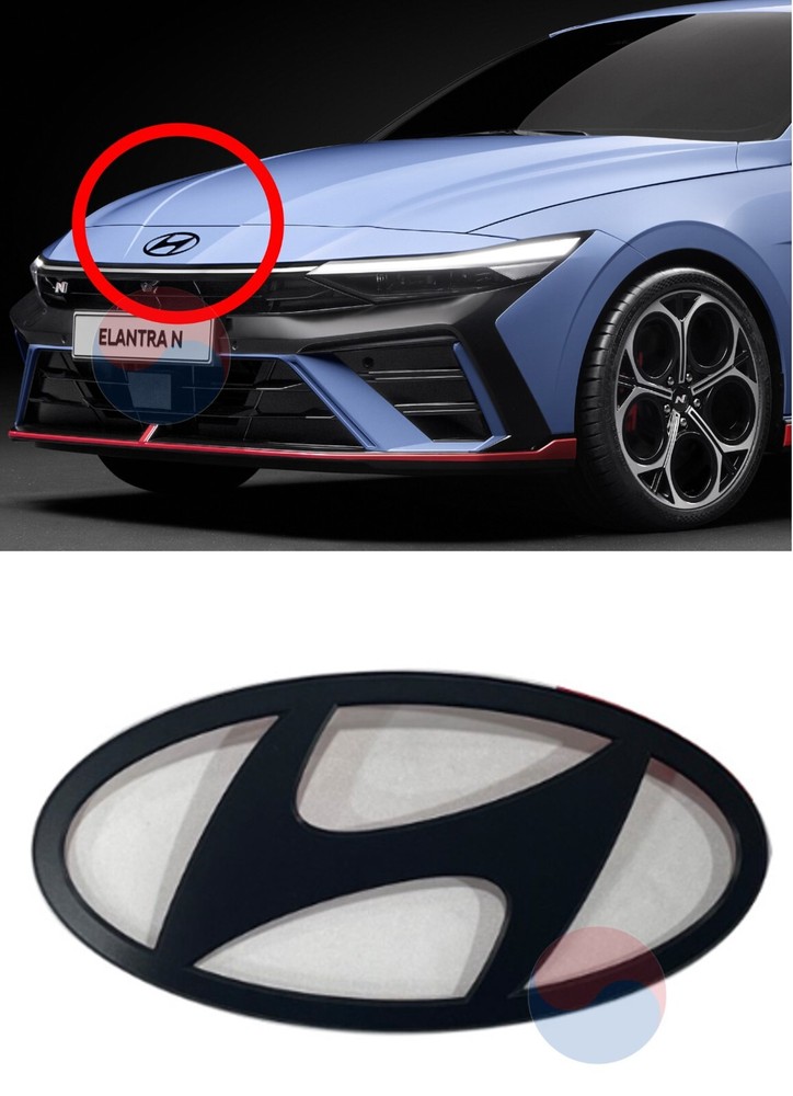 Genuine OEM Matte Black Front Emblem 86300IB000 for Hundai Elantra CN7 21~26+