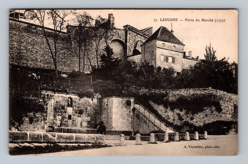 France- Langres Market Gate Souvenir PC Postal Old Card View Vintage Postcard