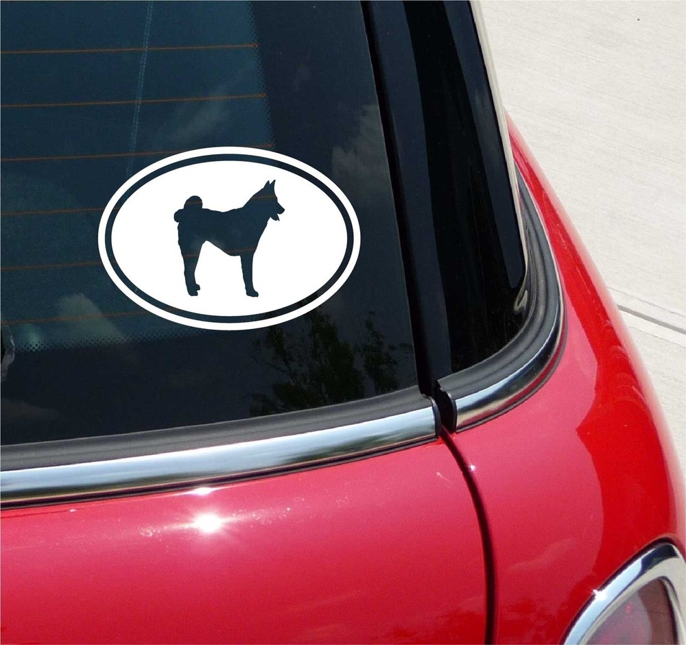 Euro Akita Dog Graphic Decal Sticker Car Wall Oval NOT Two Colors