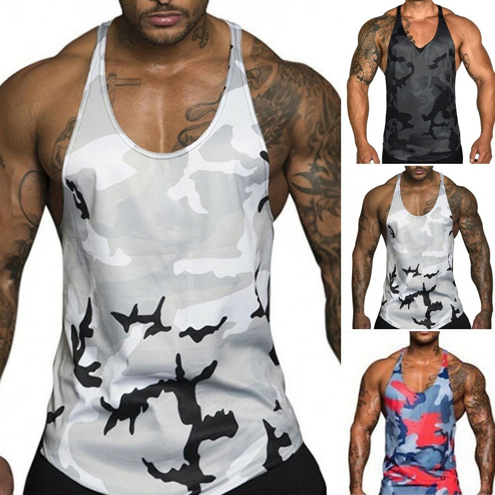 Mens Gym Sleeveless Vest Fitness Sport Muscle Shirt Stringer Workout Tank Tops