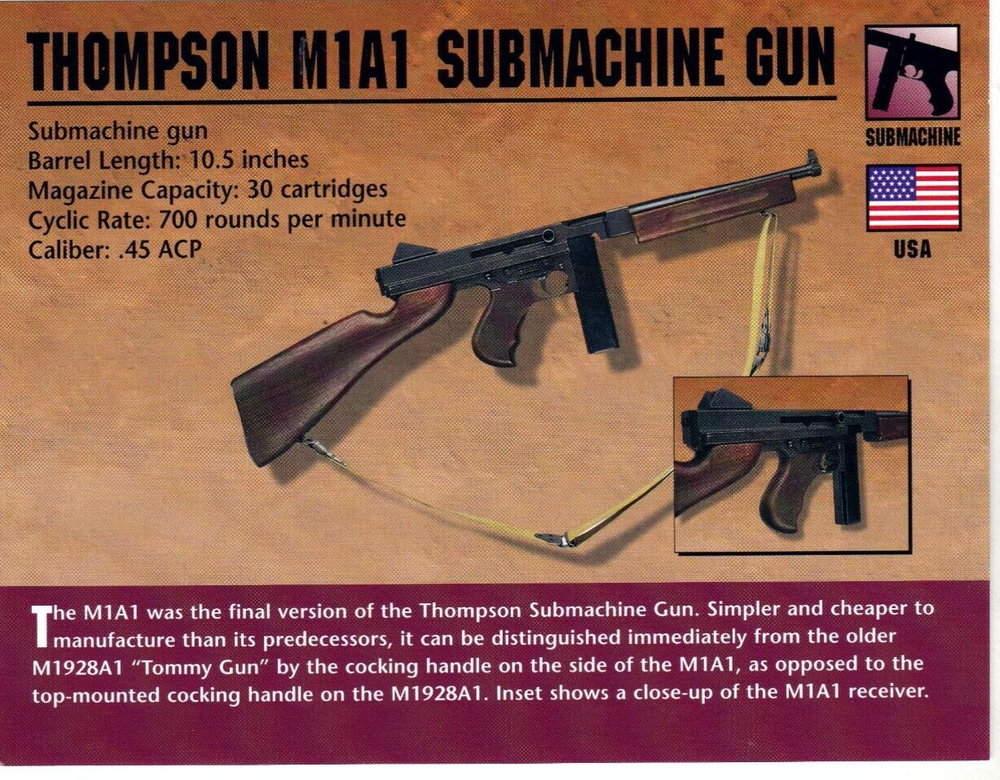 Thompson M1A1 Submachine Gun Classic Firearms Photo Card u
