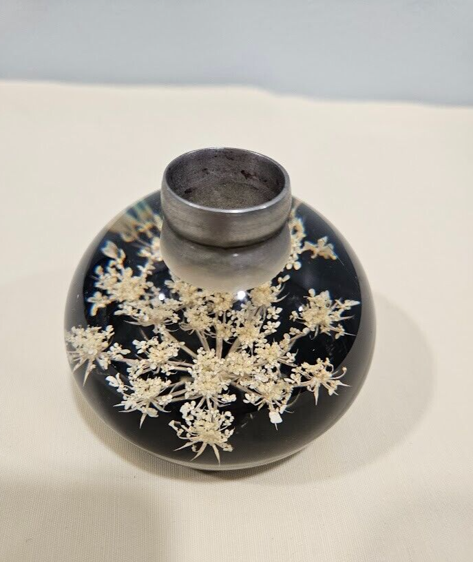 Vintage Tarax Infinity Products Lucite Acrylic Paperweight Candle Holder, Flower