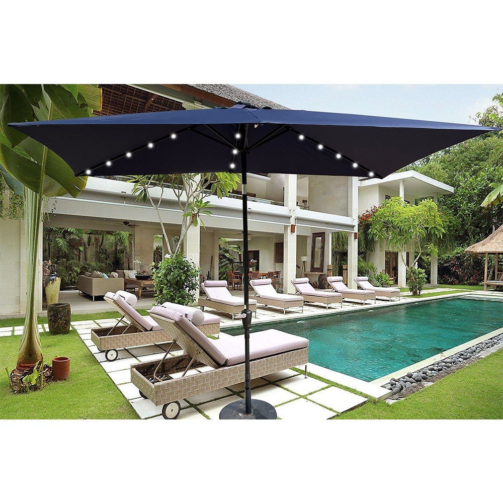 Solar LED Patio Umbrella with Built-in Lights for Outdoor Use