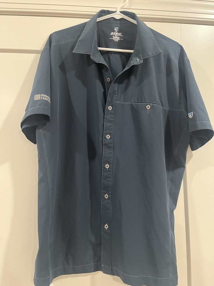 Kuhl Tufflex XL Men's Blue Short Sleeve Button-Up Collared Spread Collar Shirt