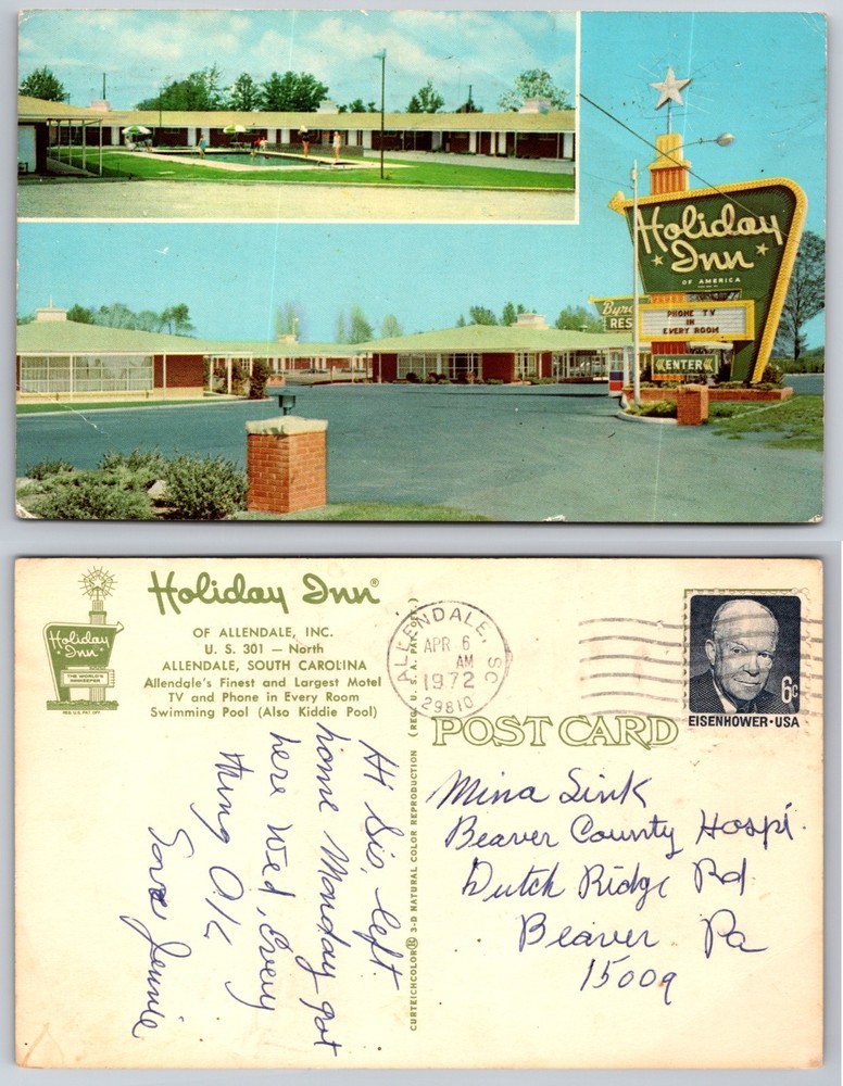 Holiday Inn Allendale South Carolina Motel Postcard