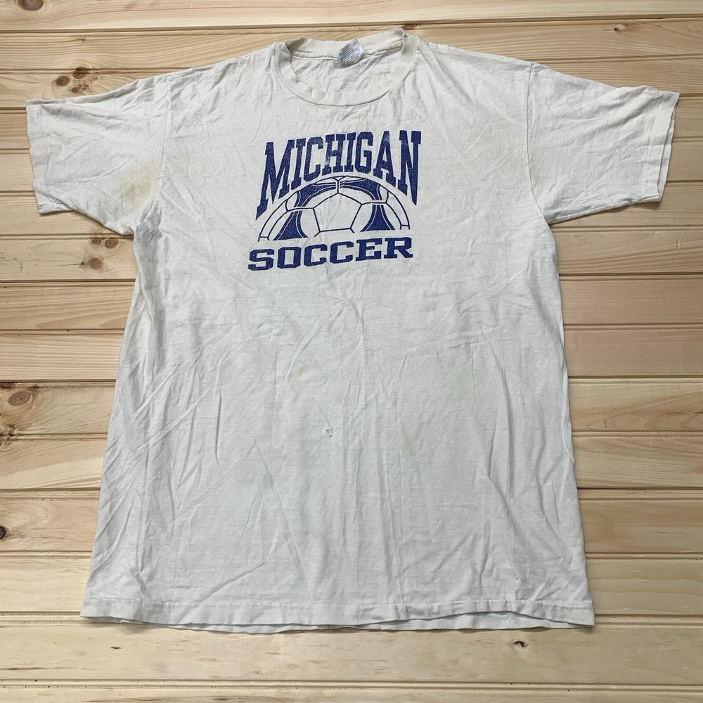 Vintage 90s Michigan University Wolverines Soccer Shirt Size XL