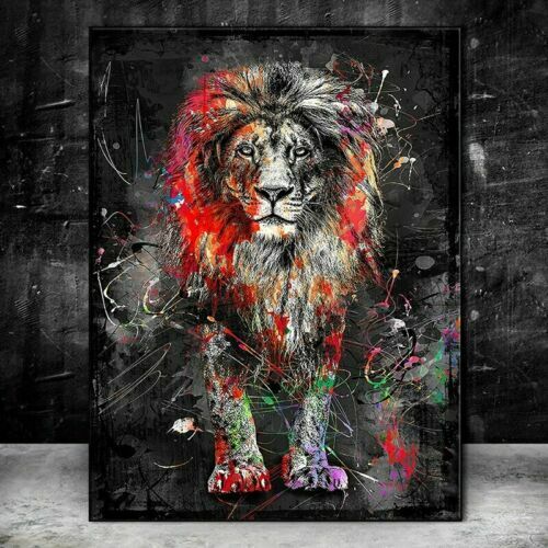Abstract Lion Canvas Art Posters and Prints Graffiti Animals Paintings Wall Art-image